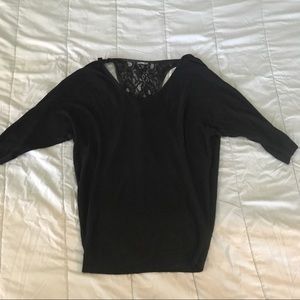 Express Black Sweater with lace racerback